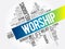 Worship word cloud collage, social concept background