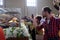 Worshippers gather to look at the relics of St. Leopold Mandic in the parish Church of Saint Leopold Mandic, Zagreb