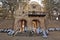 Worshippers and pilgrims near the entrance of Debre Behran Selassie church