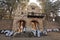 Worshippers and pilgrims near the entrance of Debre Behran Selassie church