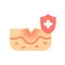 Wound heal healthcare epidermis skin dermatology single isolated icon with flat style