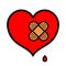 Wounded little heart icon with band aid