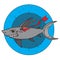 Wounded shark. Clipart on the marine theme. Animal protection