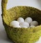 Woven Basket With Grass Fibers With Whole Eggs For Easter Celebration