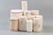 Woven elastic medical bandages rolls different sizes, side view