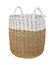 Woven laundry basket isolated on white background . Details of modern boho bohemian scandinavian and scandinavian style