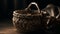 Woven wicker basket, rustic decoration for home generated by AI