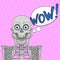 WOW! bubble emotion. Skeleton with open mouth.Vector.