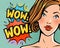 Wow, surprised beautiful girl or young woman. Beauty, pin-up concept. Pop art retro comic style. Cartoon vector