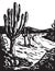 WPA Art Saguaro National Park in Pima County Arizona USA Grayscale Black and White