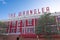 Wrangler Sign on top of the famous Wrangler Building in Cheyenne, Wyoming