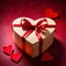 Wrapped present box in heart shape, a romantic gift to celebrate romance, love and Valentine\\\'s day