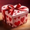 Wrapped present box in heart shape, a romantic gift to celebrate romance, love and Valentine\\\'s day