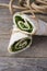 Wrapped sandwiches with spinach and cream cheese