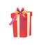 Wrapped Xmas Gift Realistic Icon Isolated Vector