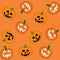 Wrapping paper for making gifts for the halloween party with smiling pumpkins