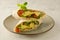 Wraps or torttila. Avocado, vegan wrap sandwiches. Healthy food