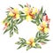 The wreath of alstroemeria and birds.