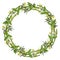 Wreath from bamboo leaves, floral round border