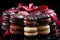 A wreath of chocolate coated macarons for the perfect holiday indulgence, christmas picture, AI Generated