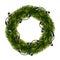 Wreath of Christmas tree branches with a garland of skulls. EPS10