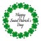 Wreath of clover congratulations on Saint Patricks D