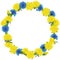 Wreath of dandelions and cornflowers