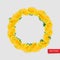 Wreath dandelions isolated transparent background, Floral icon realistic yellow dandelions. All objects are editable