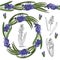 Wreath and endless brush with buds and leaves of violet muscari. Hand drawn monochrome and color sketch with sping flowers.