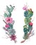 Wreath of flowers bouquet with cactus, succulent