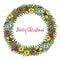 Wreath frame Ball yellow flower candy cane cherries gift box pin