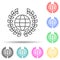 Wreath and globe multi color set icon. Simple thin line, outline vector of human rights icons for ui and ux, website or mobile