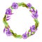 a wreath of green and lilac petals, a purple flower