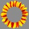 Wreath made of red and yellow petals