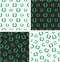 Wreath of Olive Branch Big & Small Aligned & Random Seamless Pattern Green Color Set