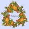 Wreath with pumpkins, corn and apples