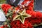 Wreath with a star on the monument. Victory Day. Symbols of the day of victory over fascist Germany.