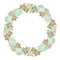 Wreath of succulents of different types on a white background