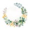 Wreath with succulents,palm leaves,branches,yellow flowers and more
