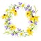 Wreath of summer wildflowers isolated