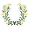 Wreath with watercolor white callas flowers and eucalyptus branches