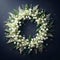 A wreath of white lilies of the valley. The background is the night star sky