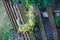 Wreath of wildflowers on fence