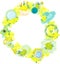 The wreath of yellow flower objects