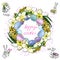 Wreaths with different objects for Happy Easter decoration. Hand drawn colored sketches isolated on white background