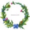 Wreaths from thistle and oak leaves with blue silk ribbon