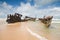 Wreck on australian beach during the day