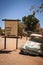 Wreck of Car next to Town Sign of Solitaire, Namibia