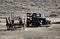 Wreck of cart and pick up in the ghost town of Bodie - California