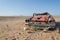 Wreck of classic saloon car abandoned deep in the Namib Desert of Angola